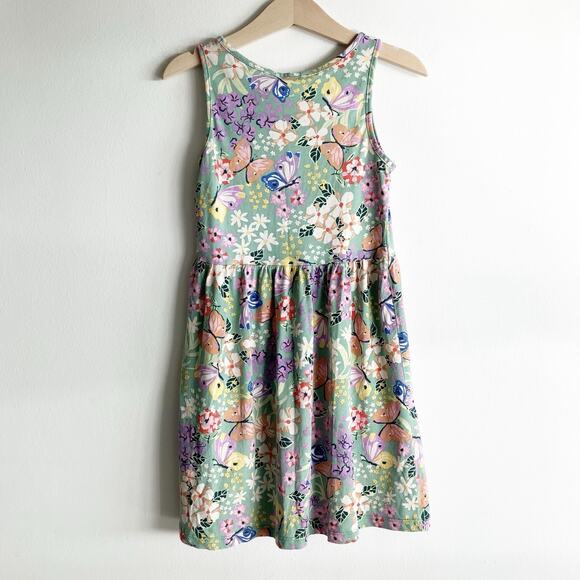 H&M Girls 5T 6 Dress Floral Butterfly Print Sleeveless 5 Girl Summer Spring - Picture 4 of 6